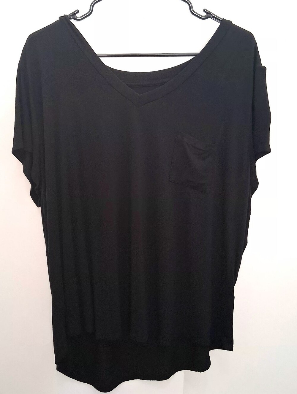 ALFANI Black V-Neck Short Sleeve Pocket Tee Top Size XXL